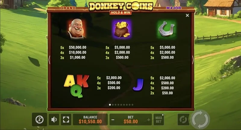 Donkey Coins Hold & Win - felt med sticky Coin-symboler