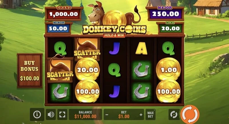 Donkey Coins Hold & Win - hovedskærm med hjul