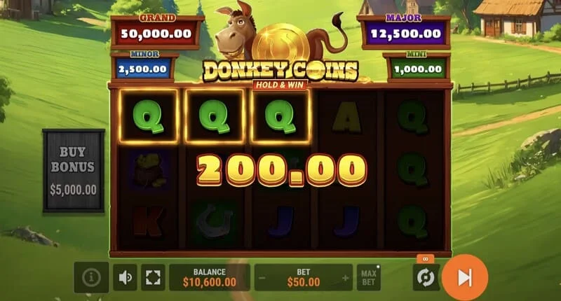 Donkey Coins Hold & Win - start af Hold & Win tilstand